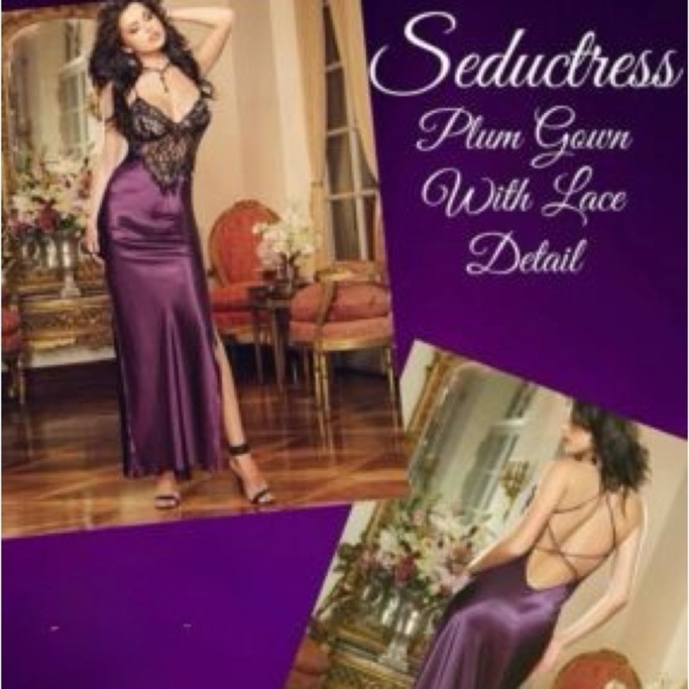 Seductress Plum Gown with Lace Detail